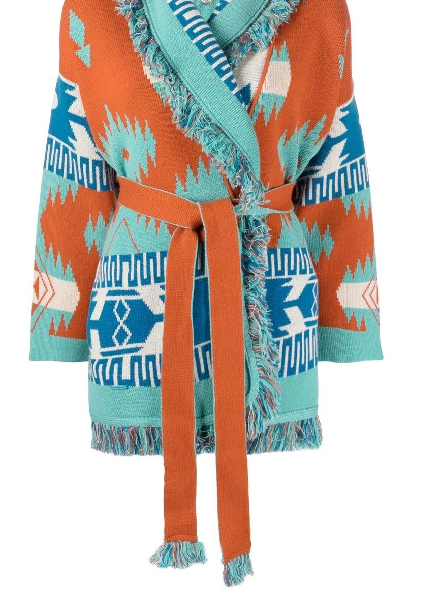 Affordable Icon Alanui cardigan Women Lily Tiger jacquard 0327